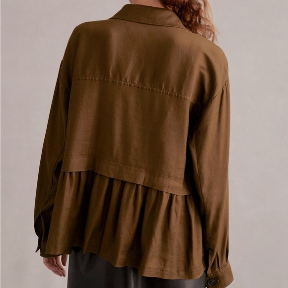 Maeve Flounced Utility Shirt Jacket - Picture 3 of 7